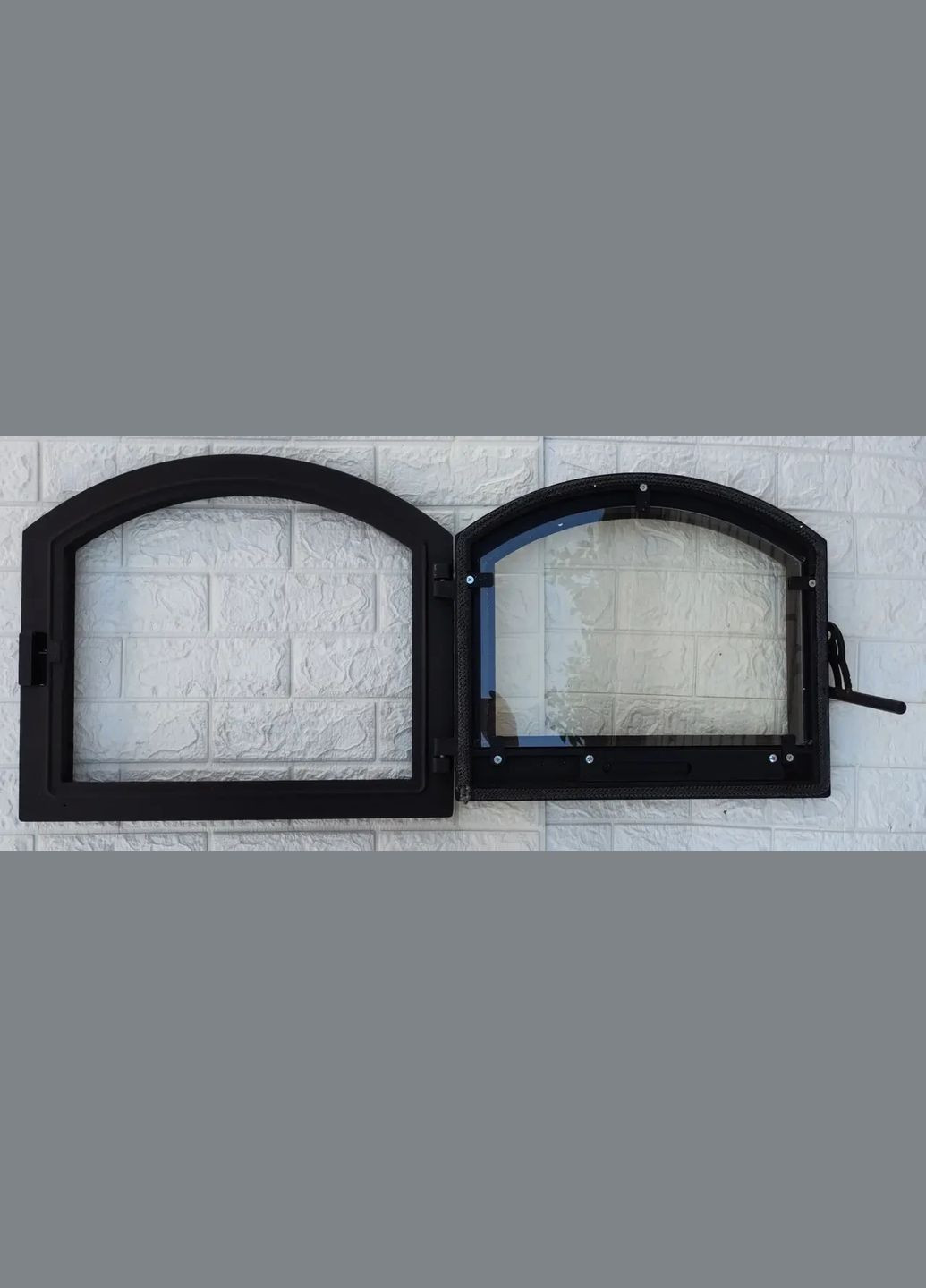 Дверки чугунные для камина с термостойким стеклом и регулятором поддува 42х49см + поддувочные 16x26см - комплект. Булат (317592344)