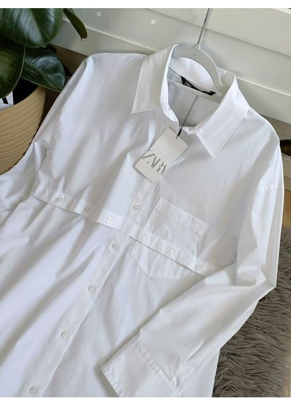 Білий коротка сукня сорочка оверсайз Zara