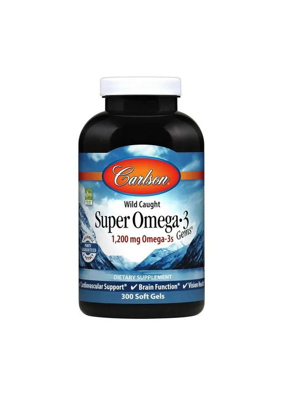 Супер-омега-3 "Super Omega-3s", 1200 мг, 300 желатиновых капсул Carlson Labs (369164486)