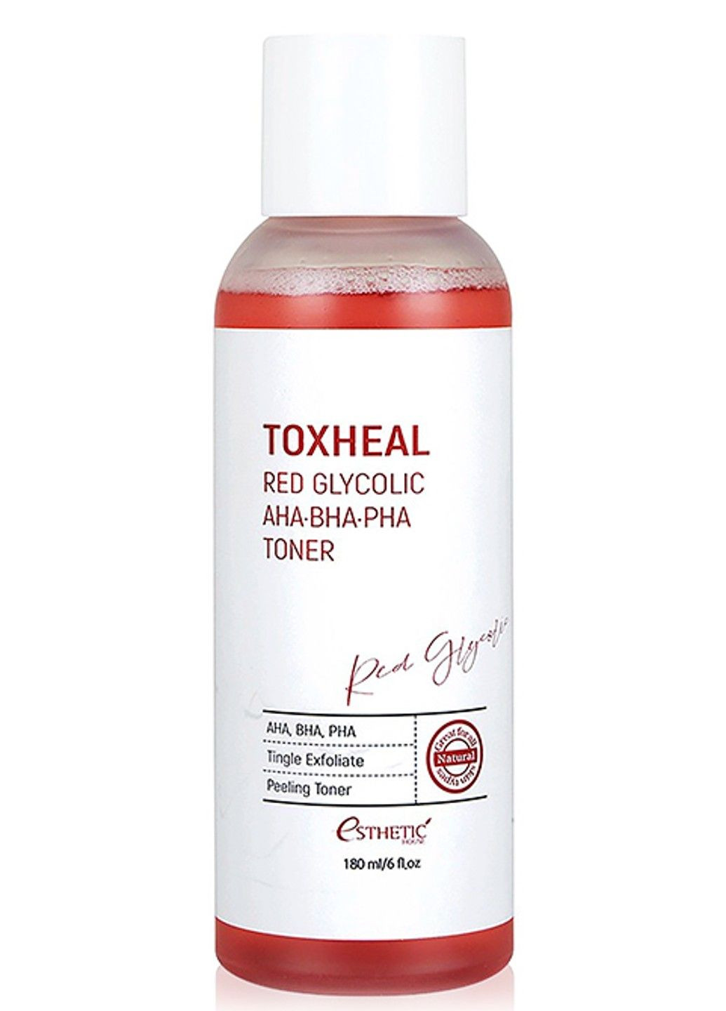 Пилинг-тонер с гликолевой кислотой Toxheal Red Glycolic AHA-BHA-PHA Toner - 180 мл Esthetic House (285813461)