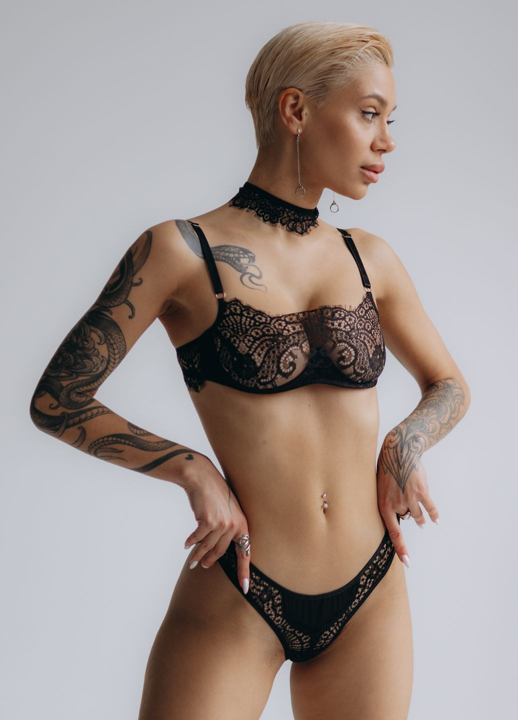 Черный демисезонный комплект белья Endorphine