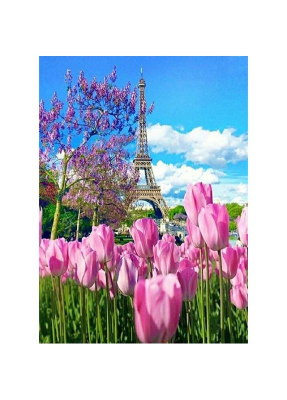 Алмазна мозаїка ПРЕМІУМ Ейфелева вежа навесні без підрамника розміром 50х65 см (SGK86074) Strateg (362446215)