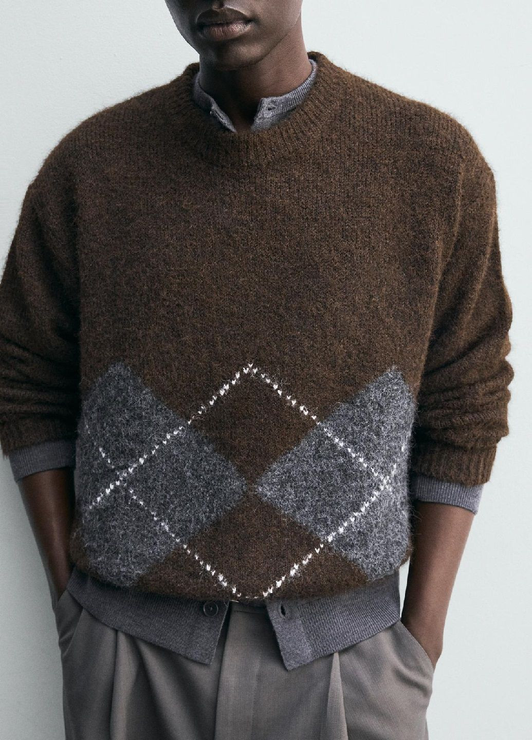 Комбинированный зимний свитер Zara