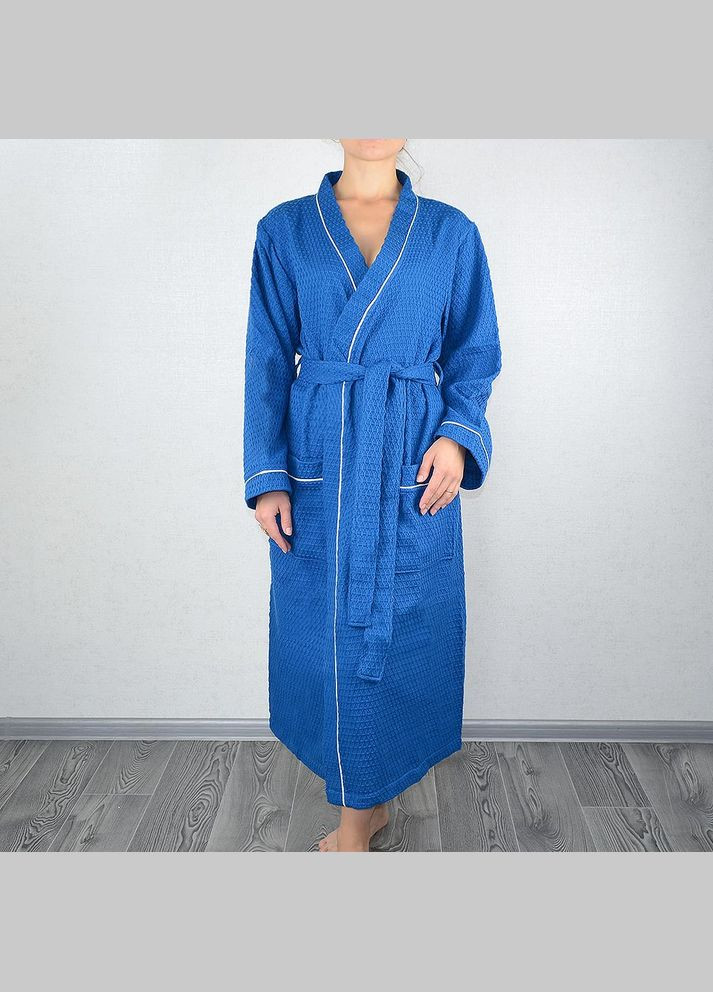 Вафельний халат Кімоно 100% бавовна 360 г/м2 (Синій) GM Textile (264188710)