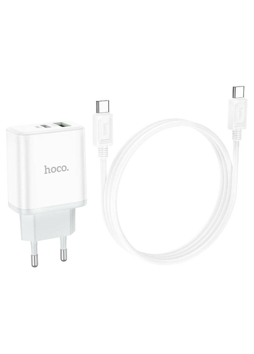 Мережевий зарядний пристрій C105A Stage dual port PD20W+QC3.0 charger set (Type-C to Type-C)(EU) White Hoco (367724201)