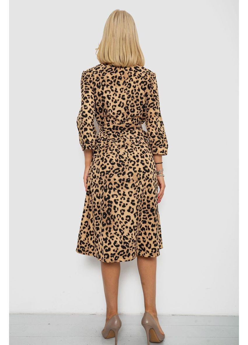 Бежевое платье софт на пуговицах с принтом Ager