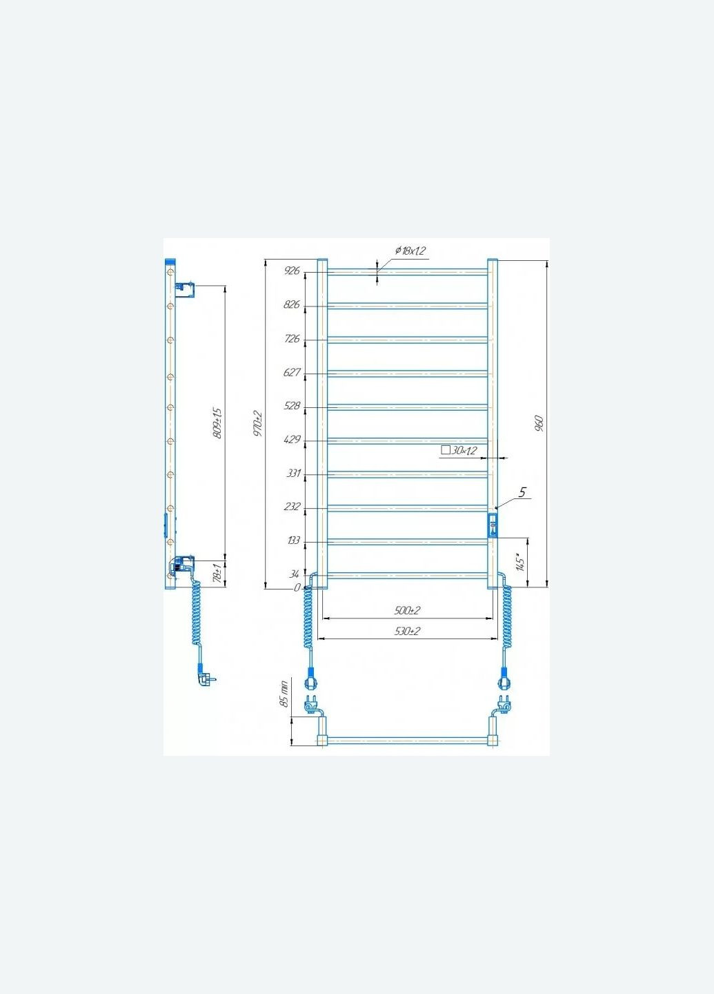 Електрична рушникосушка Hygge Family Leeds 970x530 чорний мат Mario (318681175)