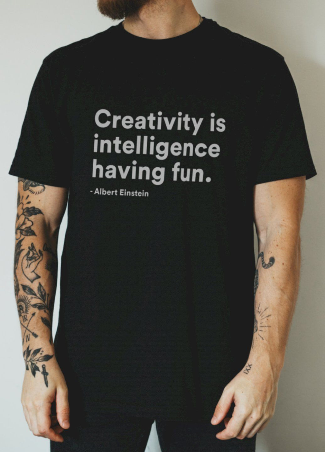 Чорна футболка "creativity is intelligence having fun" Ctrl+