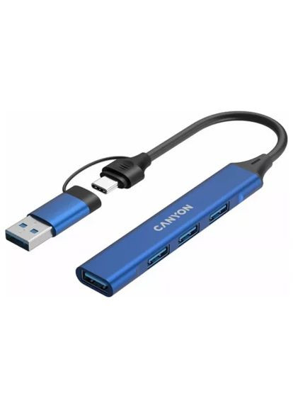 Концентратор Canyon (CNS-TDS02BL) VAG hub DS-02 4in1 USB-A/C Blue (366694651)