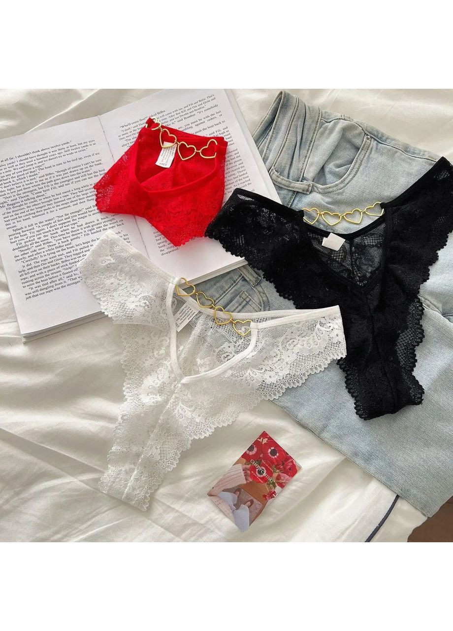 Спокусливі ніжні мереживні трусики-стрінги Коханка з сердечками позаду, Витончена жіноча білизна No Brand трусики-стрінги Коханка білі (360428704)