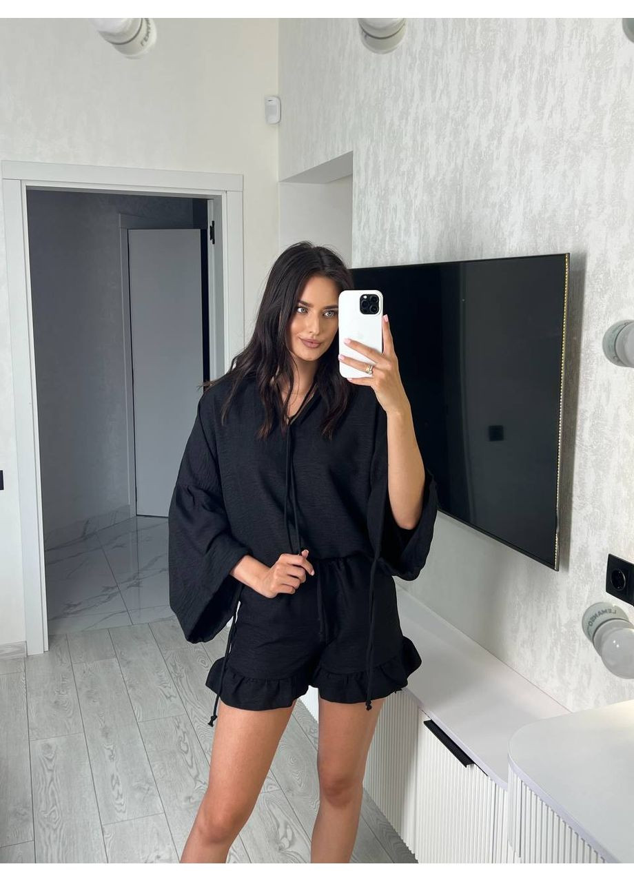 Женский костюм из льна блуза + шорты бохо No Brand Р1559-7091 (355312729)