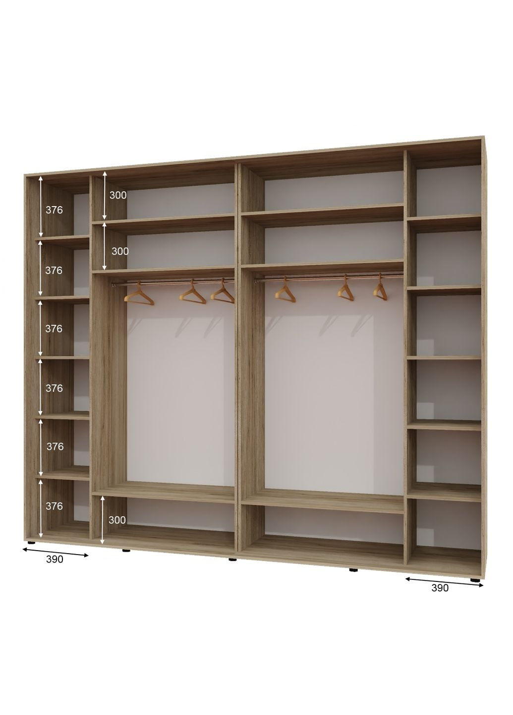 Шкаф-купе трехдверный 300*60*230 см Дуб крафт серый 3 двери ДСП + Зеркало + ДСП Люкс-147 Алекса (360431867)