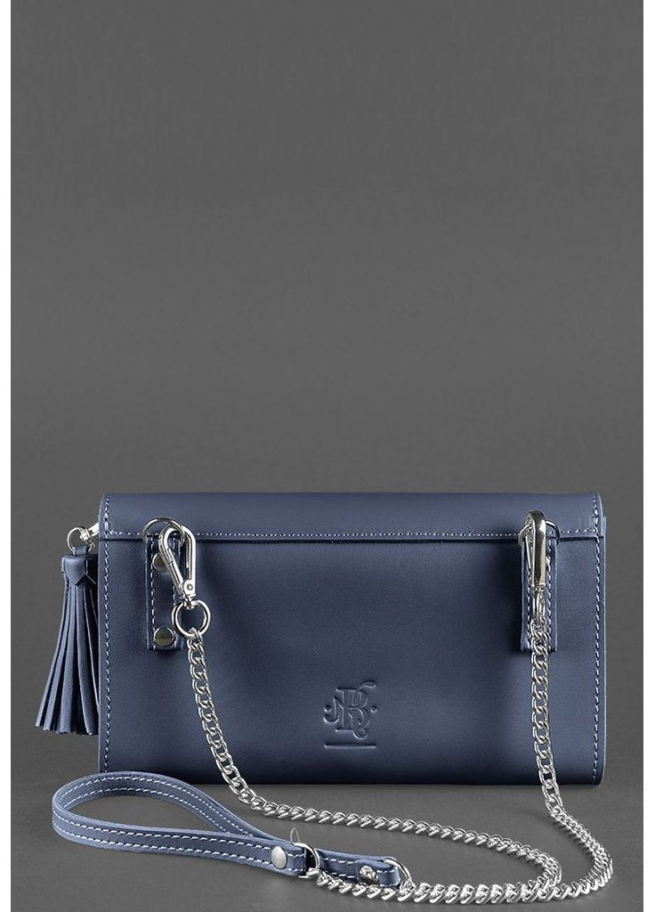 Шкіряна жіноча сумка Еліс темно-синя BlankNote клатч (348359329)