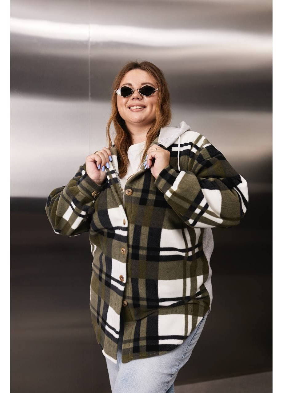 Оливковковая (хаки) рубашка в клетку DK/DL Мода без кордонів с длинным рукавом