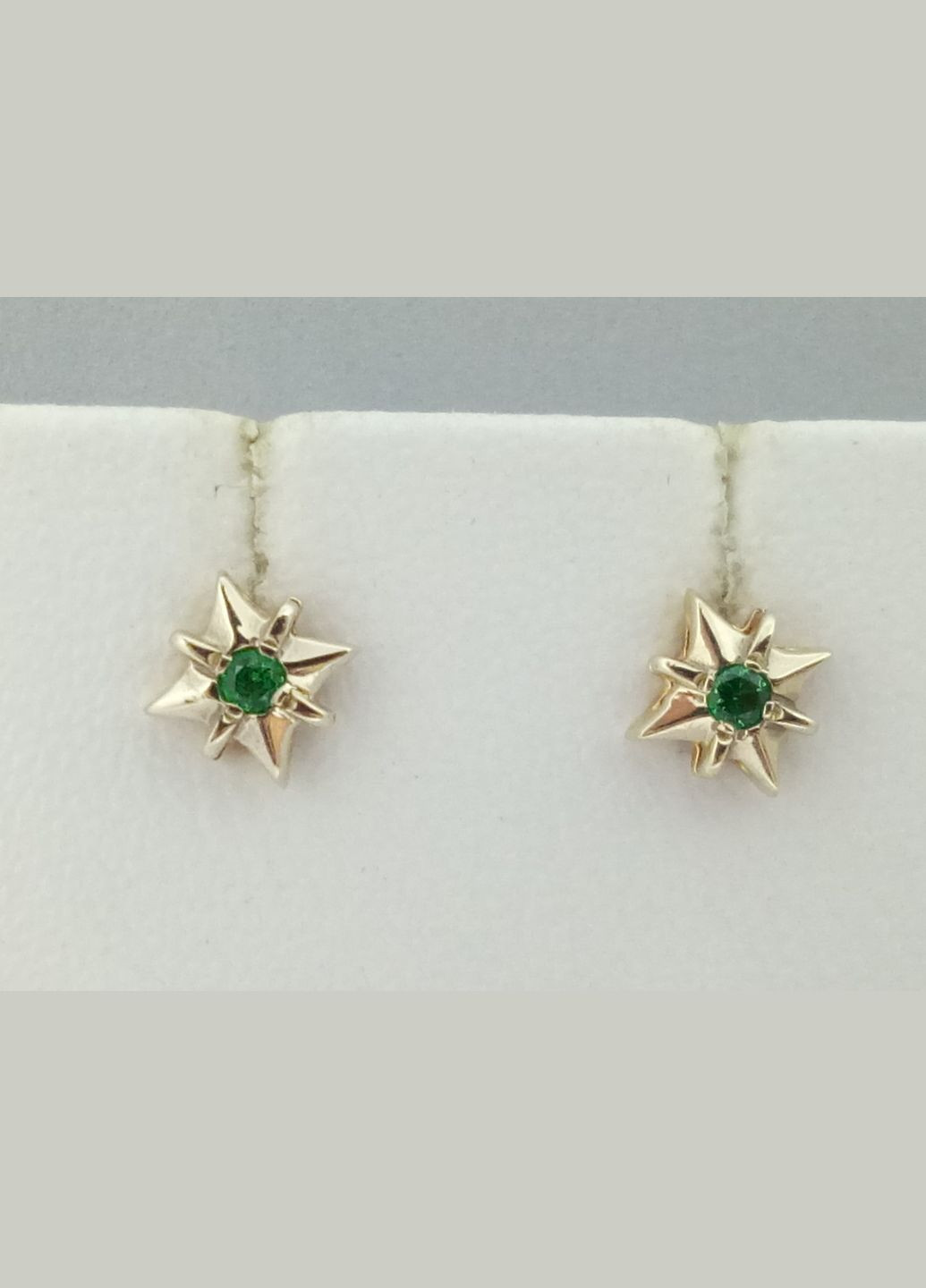 Золотые серьги-пуссеты с фианитами. 11120035 Родинні коштовності (272797537)