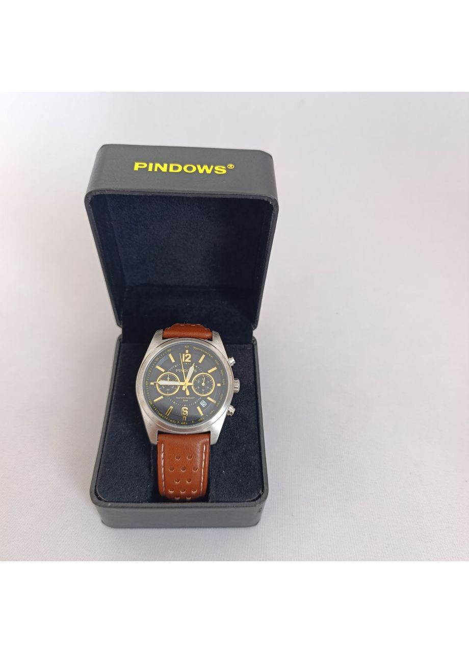 Чоловічий кварцовий годинник Pendoz, багатофункціональний хронограф, з коричневим шкіряним ремінцем Auriol (356493955)