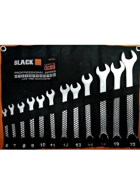 Набір ключів Black 6-22мм Cr-V рожково-накидних 12 предметів (16003) No Brand (292260849)