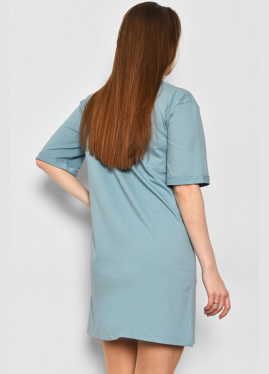Туника женская из ткани лакоста голубого цвета Let's Shop (292630394)