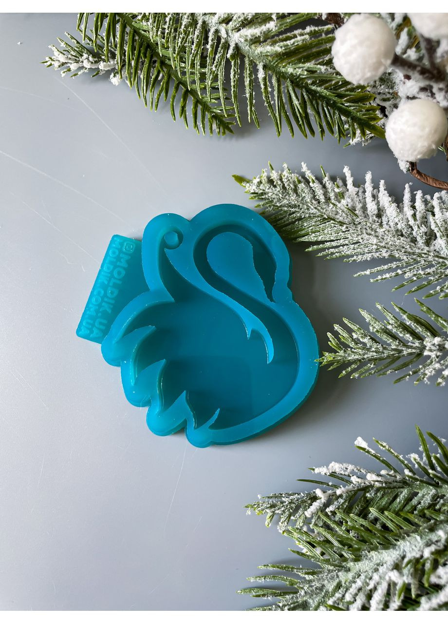 Молд Лебідь 2 з піднятими крилами для новорічних іграшок на ялинку силіконова форма для епоксидної смоли No Brand (370566932)