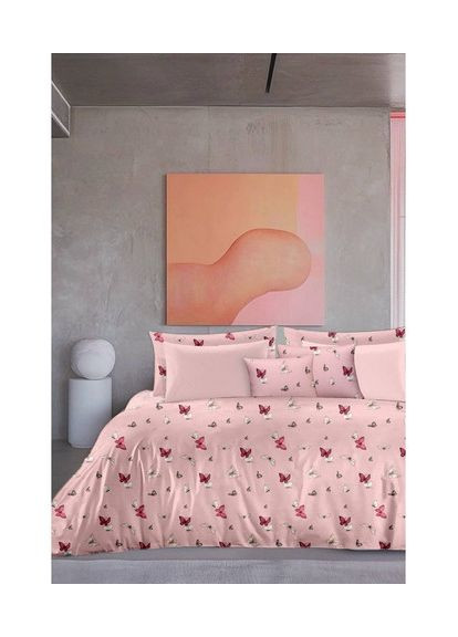 Сімейний комплект постільної білизни Pink 100% Бавовна 200х220 см (Bls-7751) Vital-Textile (367262492)