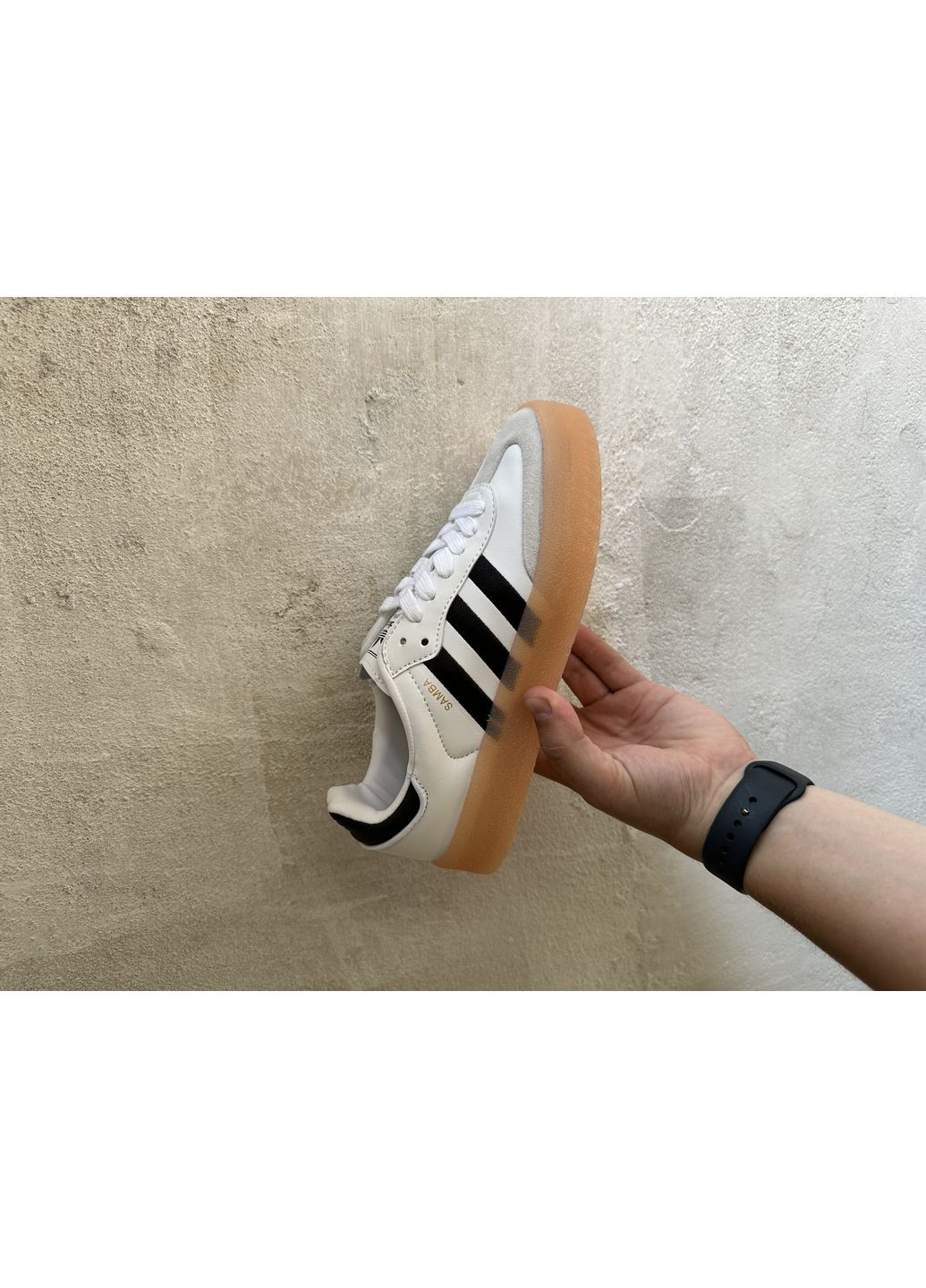 Чорні Осінні кросівки чоловічі adidas samba white black gum sole platform адідас самба No Brand