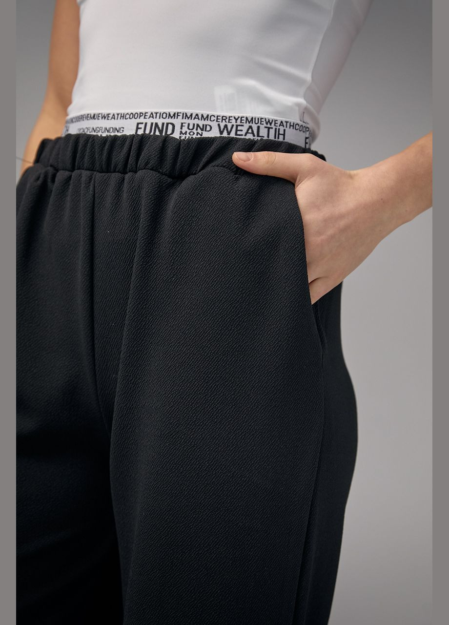 Трикотажні жіночі штани з подвійним поясом Lurex (282957575)