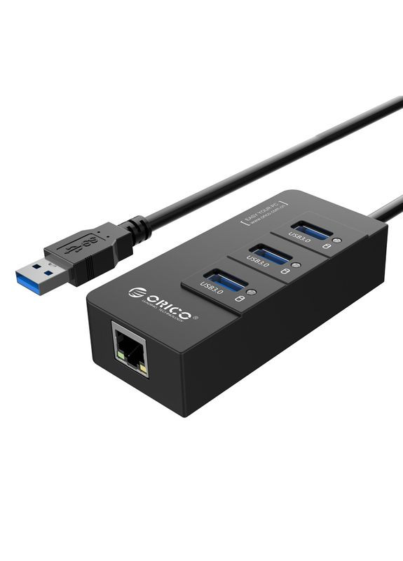 USB-хаб USB 3.0 3 порти + RJ45 (HR01-U3-V1-BK-BP) Orico (315503752)