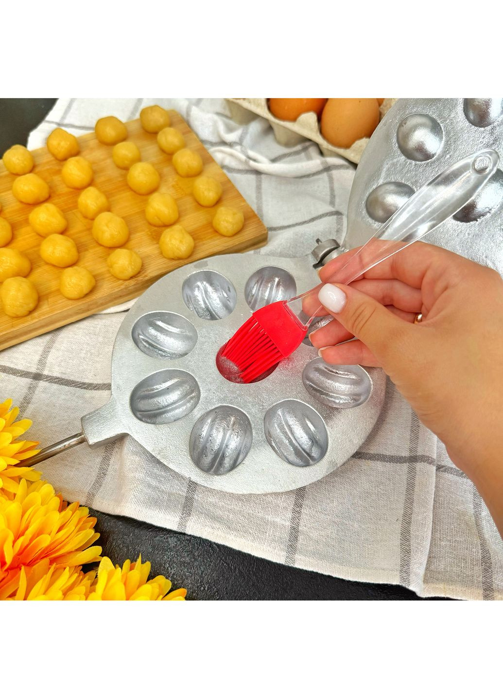 Форма для выпечки крупных орешков с начинкой на плите орешница на 9 половинок крупных орешков Ласунка (301876153)