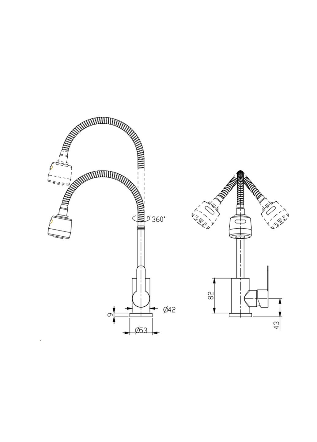 Смеситель для кухни Pure с гибким изливом Nickel BRIPUR015F41NKL Brinex 015F41 (351898362)