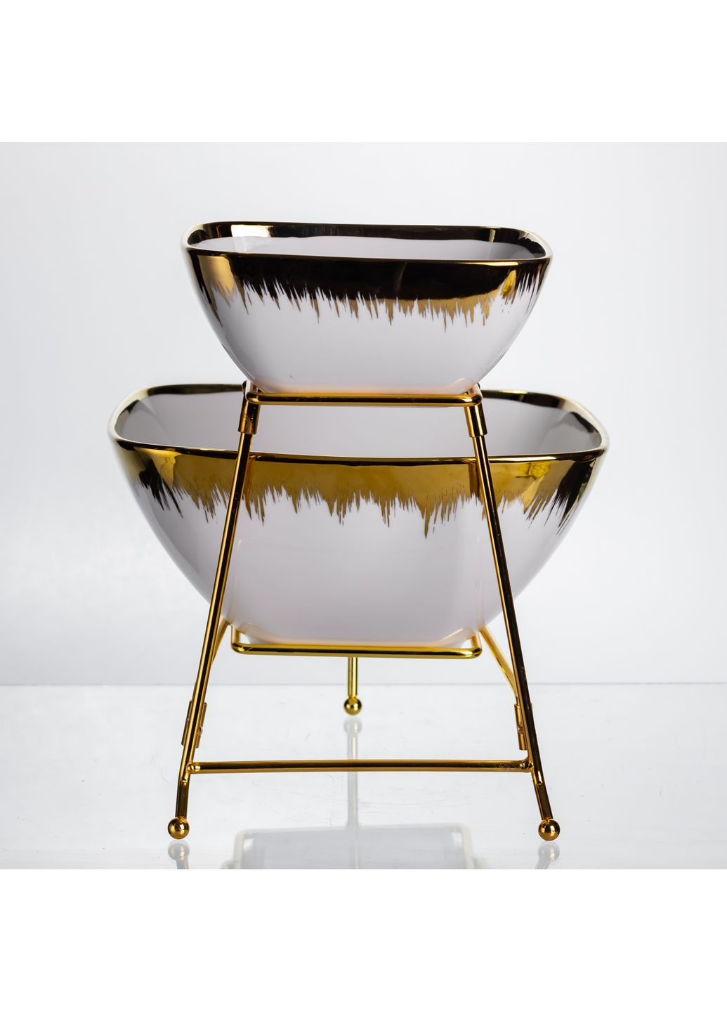 Фруктовниця порцелянова на 2 яруси 31*23*25 см на металевій підставці Yiwu (366670471)