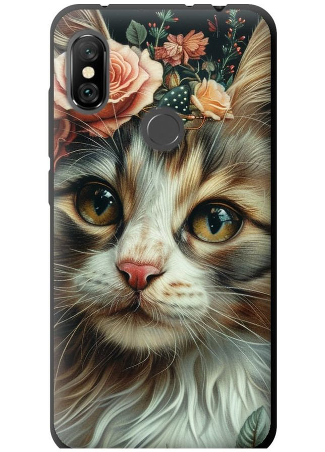 TPU черный чехол 'Cats and flowers' для Endorphone Xiaomi Redmi Note 6 Pro (287270450)