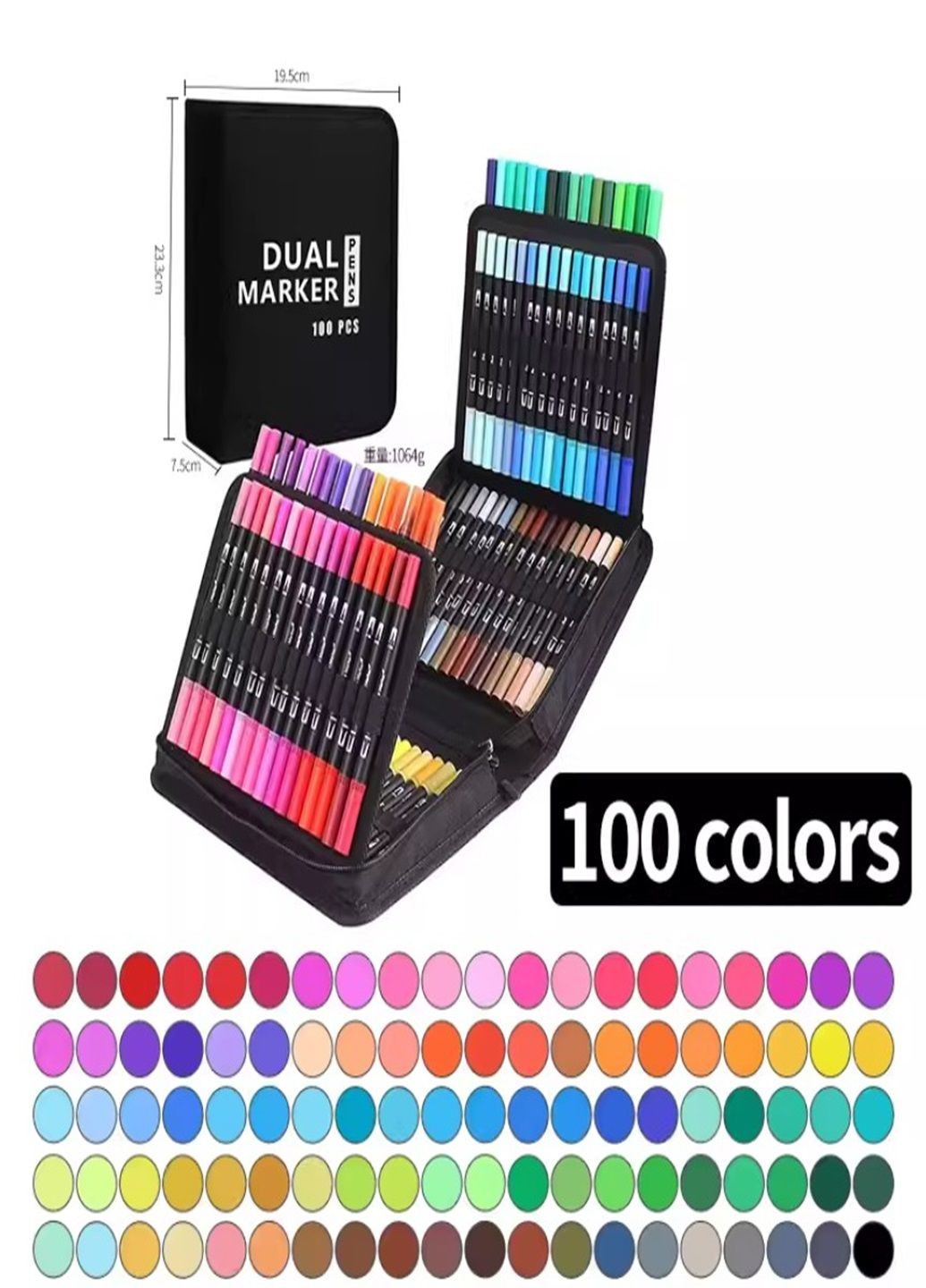 Набор двухсторонних акварельных маркеров Color pencil CD с сумкой для рисования (100шт.) No Brand (300373629)