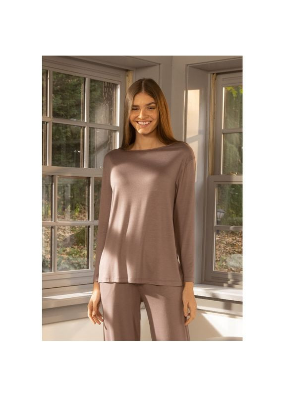 Бежевый демисезонный домашняя одежда футболка long sleeve baily vizon темно Penelope