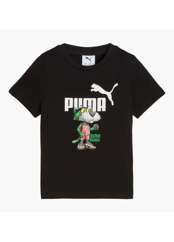 Чорна літня футболка super graphic black 690798-01 Puma
