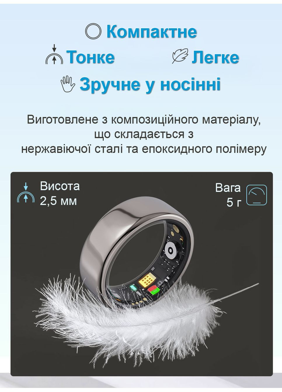 Розумне кільце трекер сну під обхват пальця 54-70мм (1195-02) Somni Ring (369550340)
