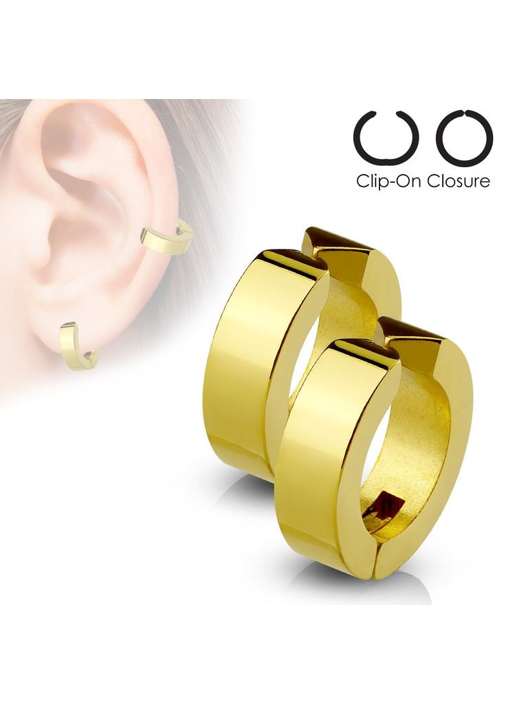 Сталеві сережки, кліпси (кільця) SFE-13531-GD (Колір: Золотистий) Spikes (328939095)