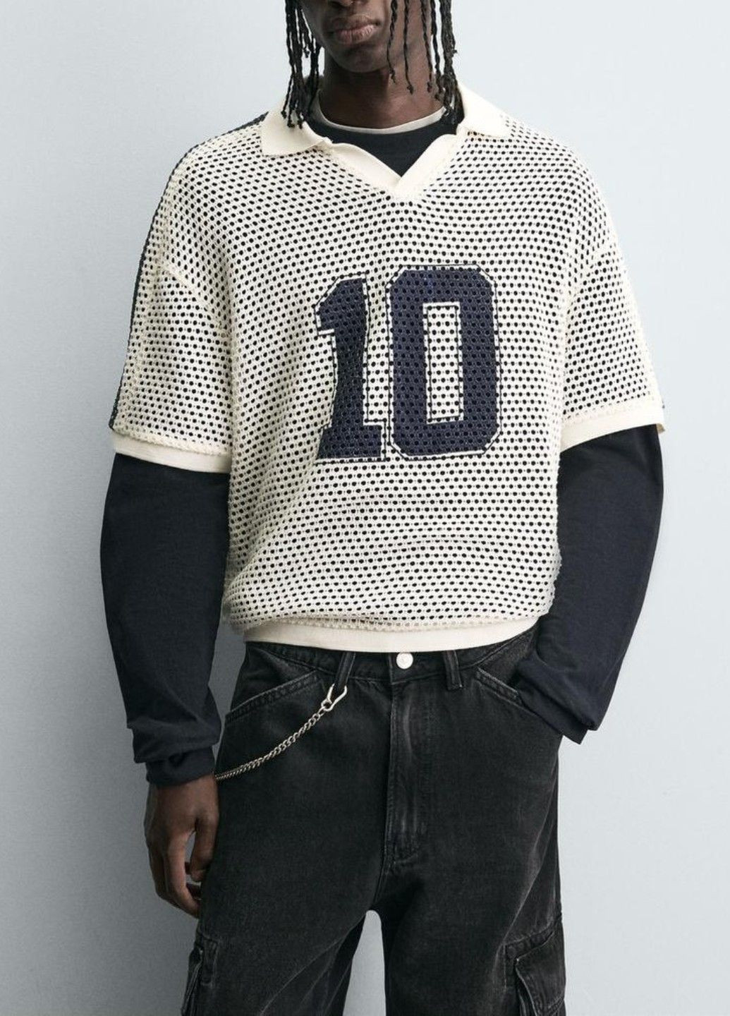 Бежевая футболка-поло для мужчин Zara