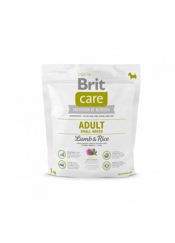 Сухой корм для взрослых собак мелких пород Adult Small Breed Lamb & Rice 1 кг (132708 /9904) Brit Care (279564349)