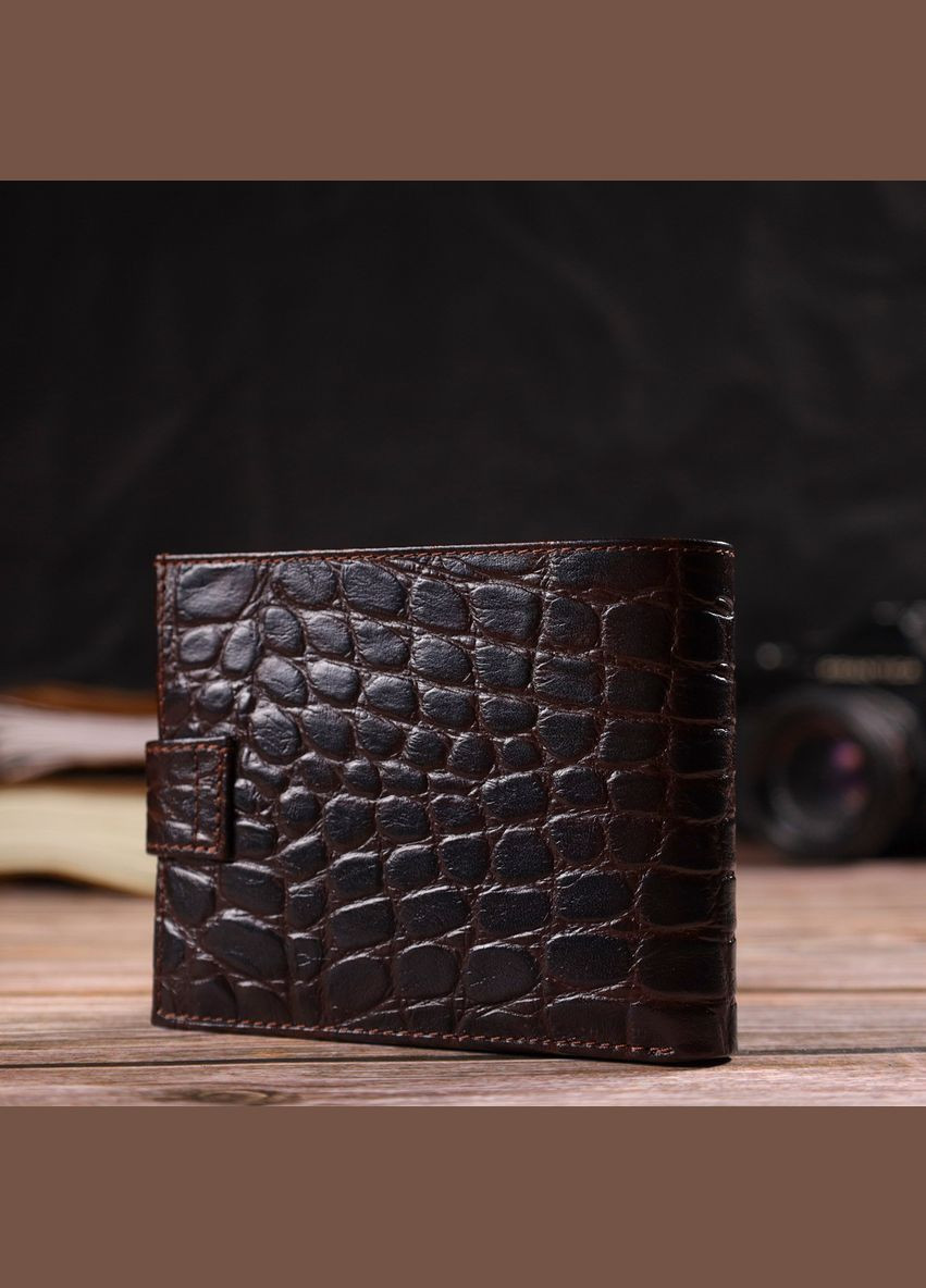 Гаманець чоловічий Шкіряний з тисненням під крокодила 21888 Коричневий Canpellini (306882287)