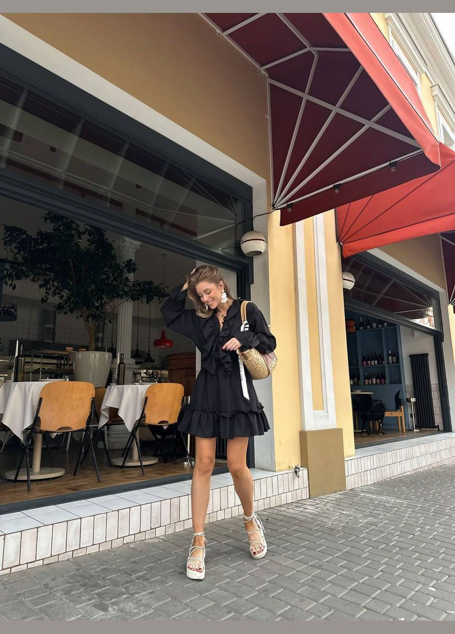 Чорна повсякденний, кежуал, вечірня жіноча сукня кльош FINO Mode