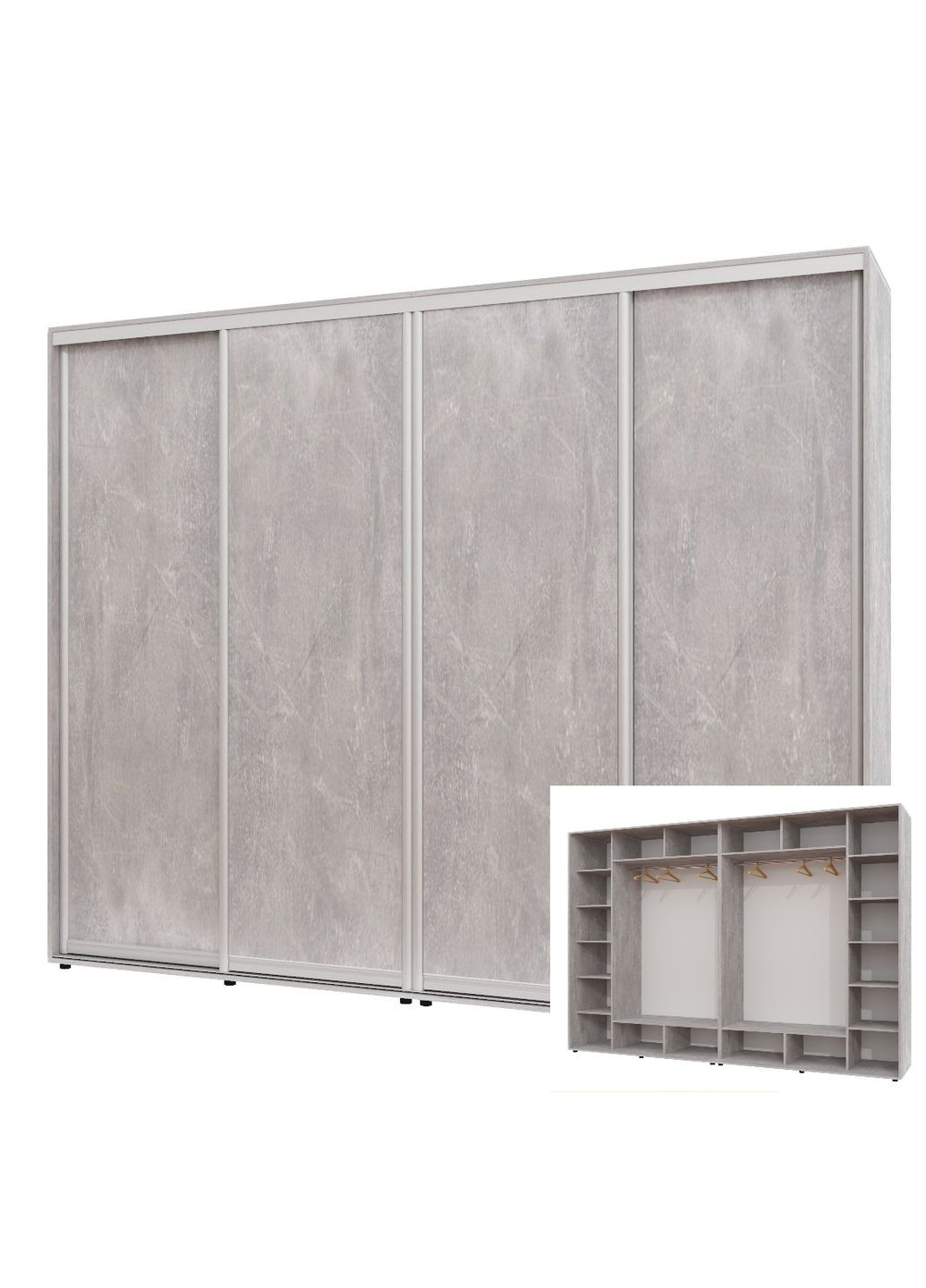 Шафа-купе чотиридверна 310*60*230 см Індастріал 4 двері ДСП ШК-02 Алекса (360477859)