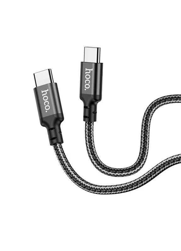 Кабель X14 Type-C to Type-C 60W, 1м, нейлон, алюминиевые коннекторы, черный Hoco (388776922)