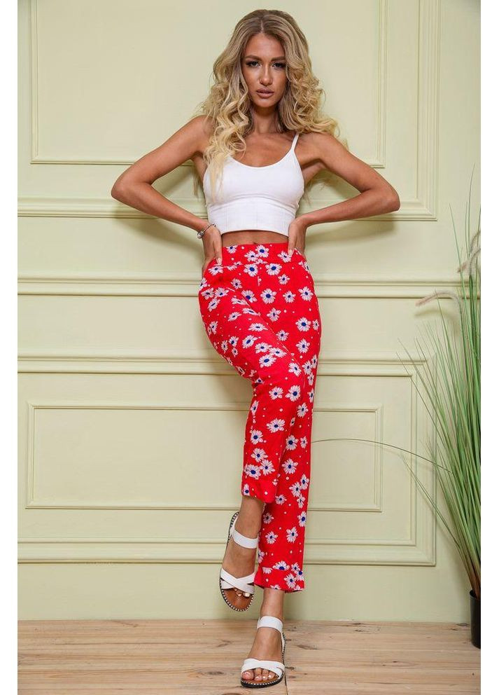 Жіночі бриджі на гумці, червоного кольору в принт, 172R66 Ager (362912999)