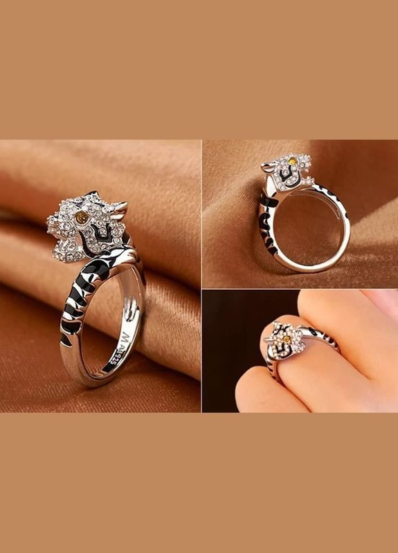 Мужское кольцо перстень доминирующее кольцо в виде тигра голова зеленоглазого тигра размер регулируемый Fashion Jewelry (285110582)