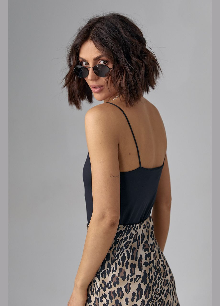 Жіноче боді на тонких бретелях - чорний Lurex (293343636)