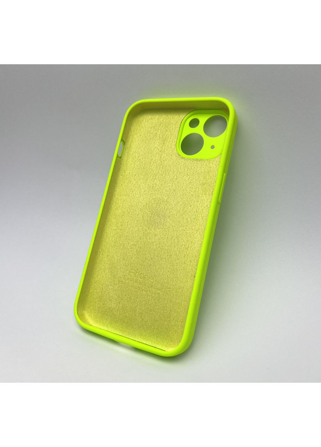 Чохол 14 Silicone case full camera мікрофібра силіконовий для айфон 14 Салатовий Neon Green No Brand (369137080)