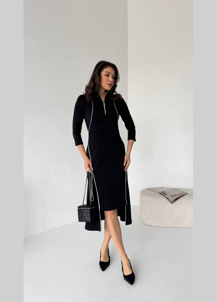 Чорна чорна приталена сукня з турецької тканини, стильна та елегантна, для особливих випадків та повсякденних образів No Brand