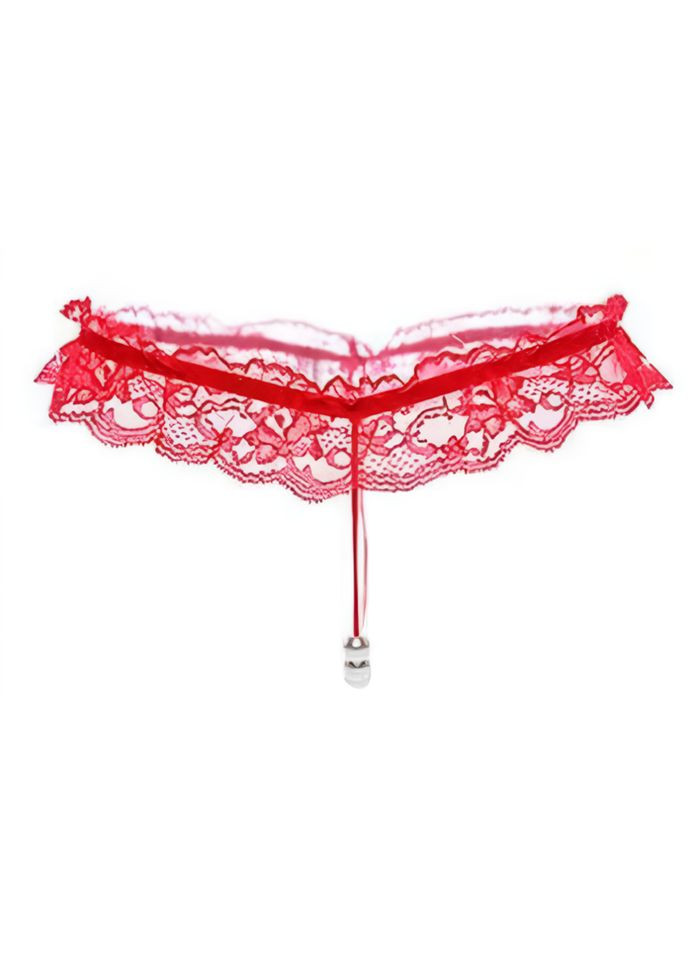 Стринги с бусинками S-M Красный No Brand (368893040)