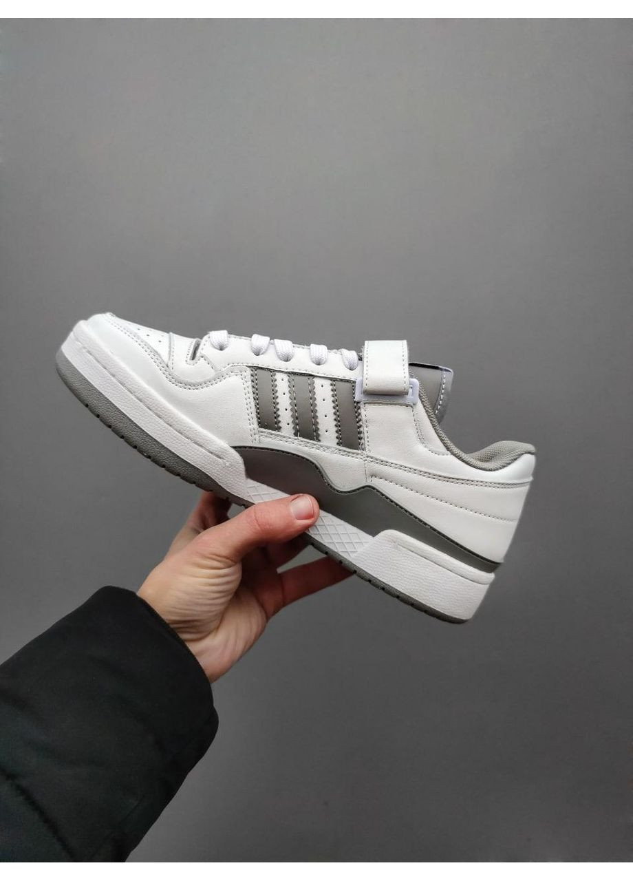Серые демисезонные кроссовки мужские adidas forum refined white grey адидас форум No Brand