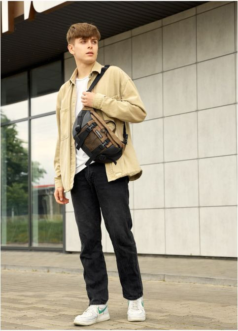 Большая мужская поясная сумка бананка для планшета DynamicDart хаки (R-80411119m-VS) Sambag (302450222)